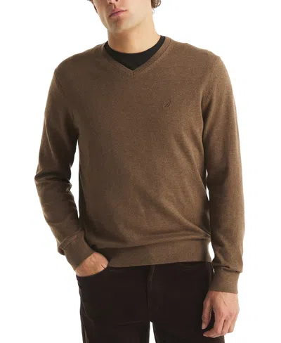 Nautica Men's Performance V-neck Sweater In Brown