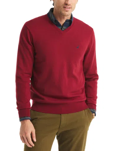 Nautica Men's Performance V-neck Sweater In Red