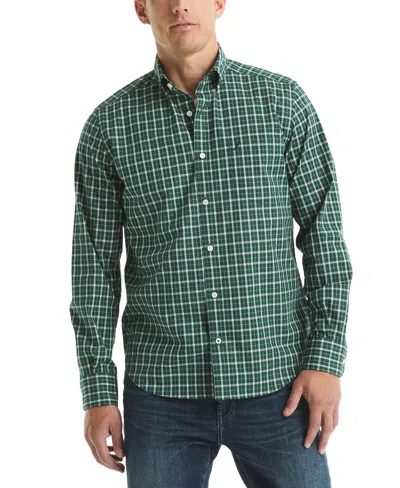 Nautica Men's Plaid Pattern Button-down Shirt In Green