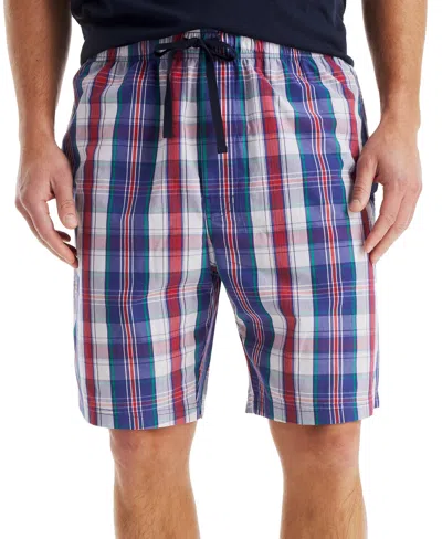 Nautica Men's Plaid Poplin 8" Sleep Shorts In Blue