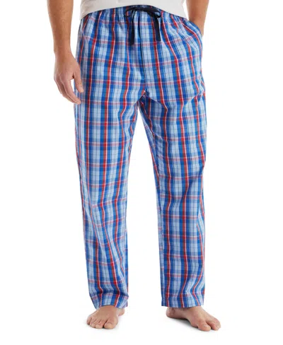 Nautica Men's Plaid Poplin Sleep Pants In Noon Blue