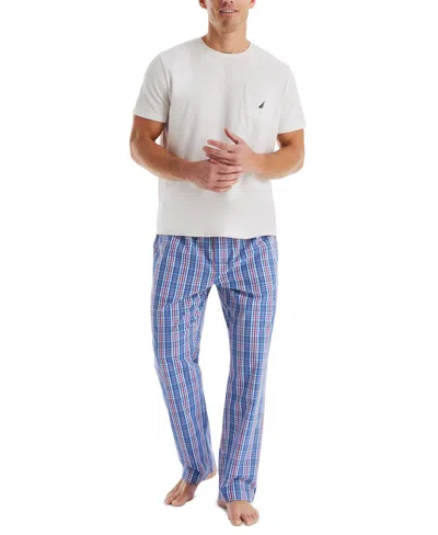 Nautica Men's Plaid Poplin Sleep Pants In Olympic Blue