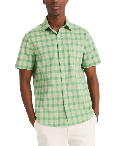 Nautica Men's Plaid Short Sleeve Button-down Shirt In Fair Green