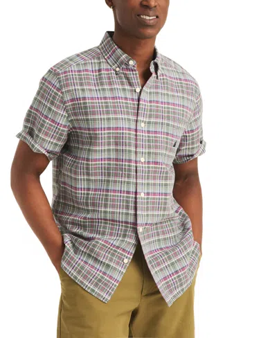 Nautica Men's Plaid Short Sleeve Button-down Shirt In Fern