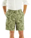 Nautica Men's Pleated Leaf Print 8-1/2" Shorts In Soft Sage