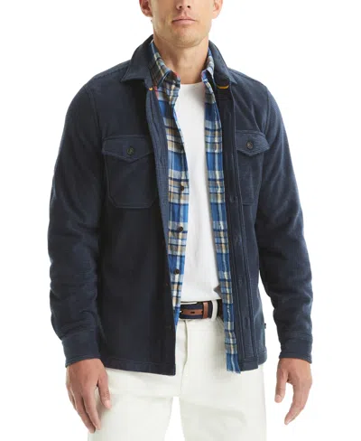 Nautica Men's Polar Fleece Button-up Shirt In Blue