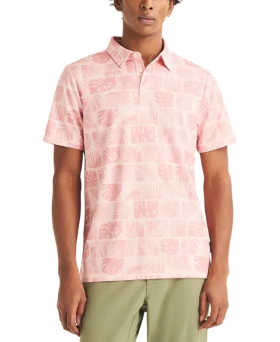 Nautica Mens Navtech Printed Performance Polo In Pink