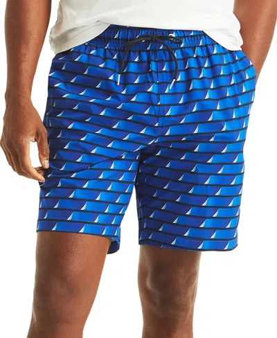 Nautica Men's Printed Drawstring Quick Dry 6" Swim Trunks In Navy
