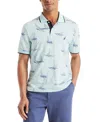 Nautica Mens Classic Fit Printed Polo In Seawater Blue