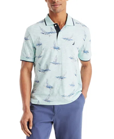 NAUTICA MEN'S PRINTED SAILBOAT POLO SHIRT
