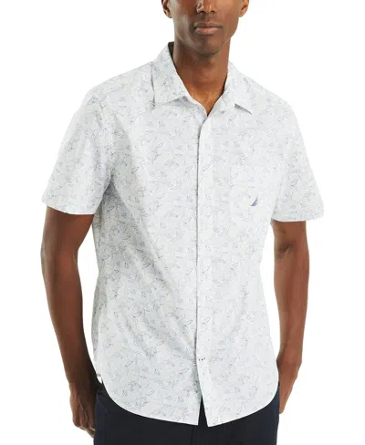 Nautica Men's Printed Short Sleeve Shirt In Bright White