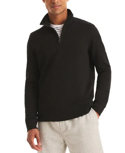 Nautica Men's Quarter-zip Fleece Sweatshirt In Black