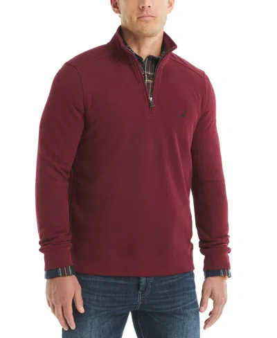 Nautica Men's Quarter-zip Fleece Sweatshirt In Burgundy