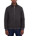 Nautica Men's Quilted Faux-suede Bomber Jacket In Dark Brown