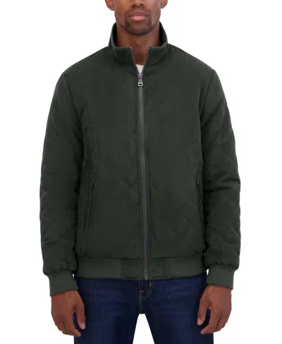 Nautica Men's Quilted Faux-suede Bomber Jacket In Dark Forest