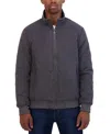 Nautica Men's Quilted Faux-suede Bomber Jacket In Metal Grey