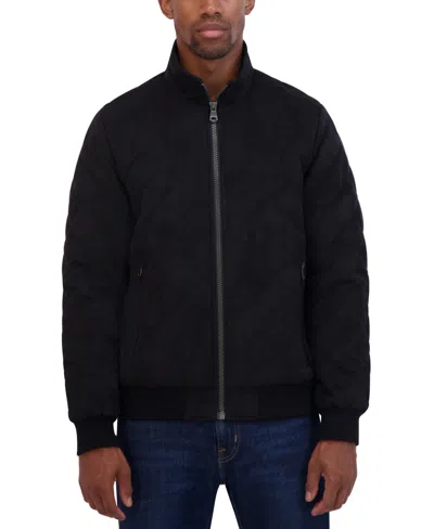 Nautica Men's Quilted Faux-suede Bomber Jacket In Noir