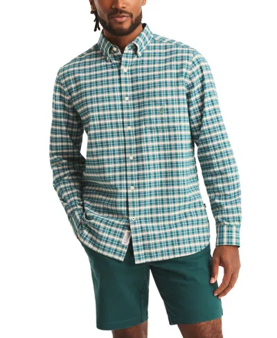 Nautica Men's Relaxed-fit Plaid Button-down Oxford Shirt In Green Leaf