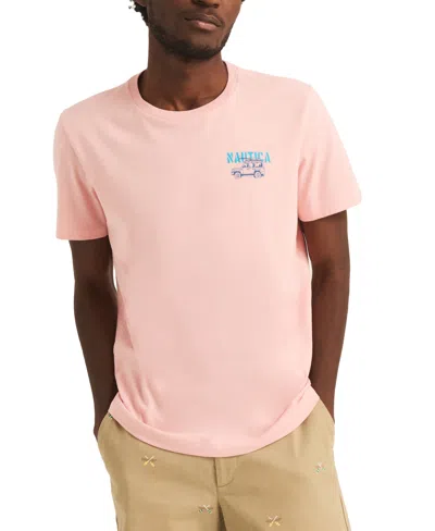 Nautica Men's 'remotely Working' Short Sleeve Crewneck Back Graphic Tee In Pale Orchid