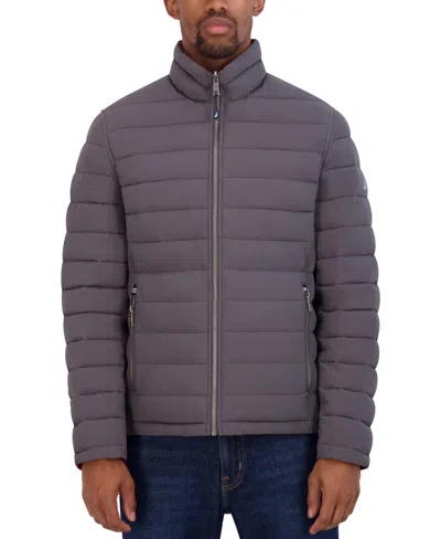 Nautica Men's Reversible Quilted Puffer Jacket In Metal Grey