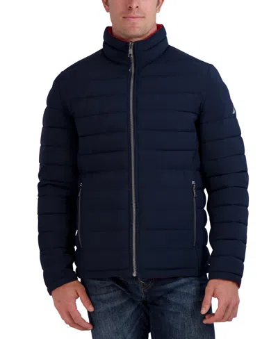 Nautica Men's Reversible Quilted Puffer Jacket In Navy,red