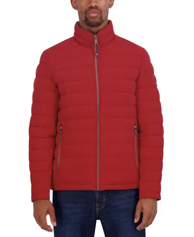 Nautica Men's Reversible Quilted Puffer Jacket In Red,grey