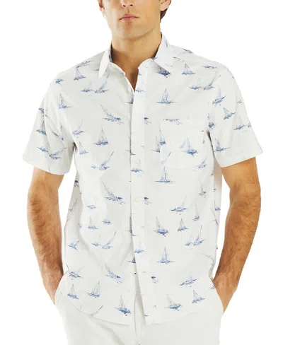 Nautica Men's Sailboat Graphic Oxford Shirt In Bright White