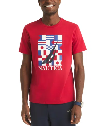 Nautica Men's Sailing Flag Crewneck T-shirt In Red