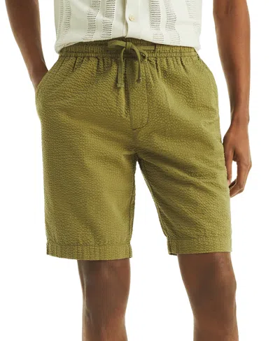 Nautica Men's Seersucker Drawstring 9-1/2" Shorts In Cape Olive