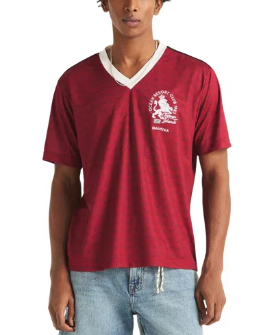 Nautica Men's Shadow Printed Birdseye V-neck T-shirt In Multi