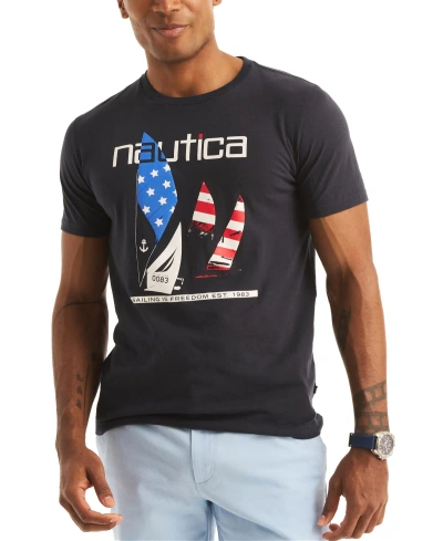 Nautica Men's Short Sleeve Americana Graphic T-shirt In Navy Seas