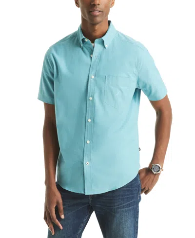 Nautica Men's Short Sleeve Button-down Oxford Shirt In Blue