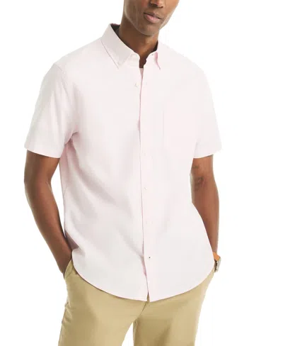 Nautica Men's Short Sleeve Button-down Oxford Shirt In Pink