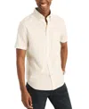 Nautica Men's Short Sleeve Button Front Striped Shirt In Bright White
