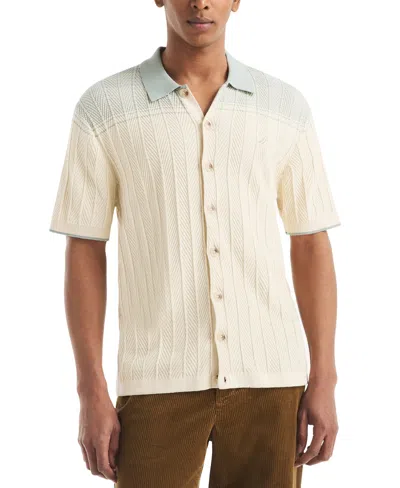 Nautica Mens Textured Sweater Polo In White