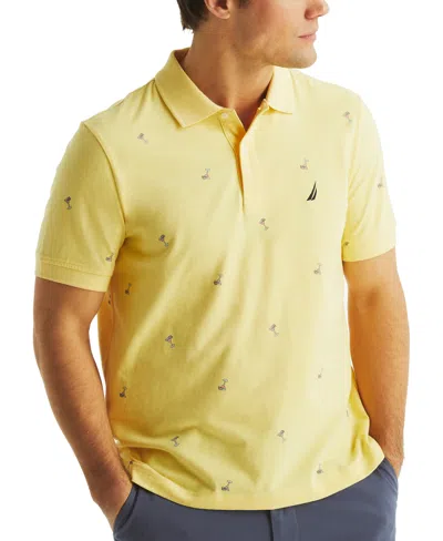 Nautica Men's Short Sleeve Cocktail Print Polo Shirt In Sunshine