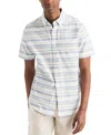 Nautica Mens Striped Short-sleeve Oxford Shirt In White