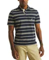 Nautica Men's Short Sleeve Striped Polo Shirt In Navy Seas