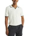 Nautica Mens Textured Argyle Sweater Polo In White