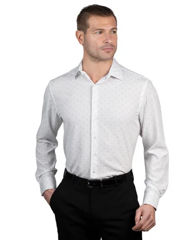 Nautica Men's Slim-fit Geo-dot Dress Shirt In White