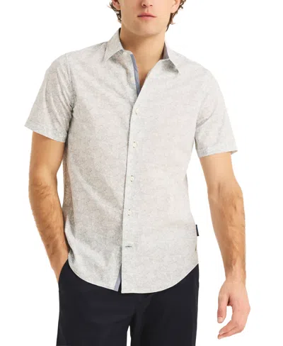 Nautica Men's Slim Fit Navtech Floral Print Short Sleeve Button-front Shirt In Light Fern