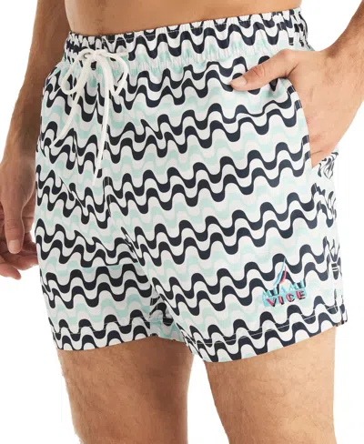 Nautica Men's Squiggly Graphic Swim Trunks In Bright White