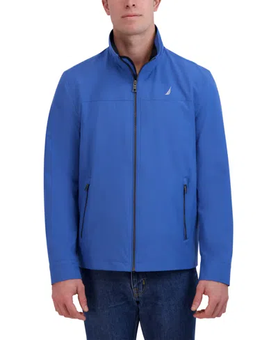 Nautica Men's Stretch Performance Windbreaker And Rain Jacket In Arctic Blue