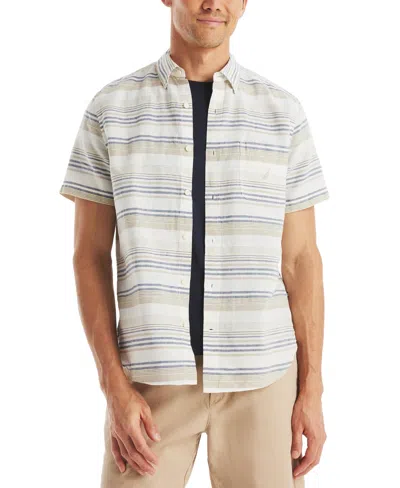 Nautica Men's Stripe Short-sleeve Shirt In Sail White