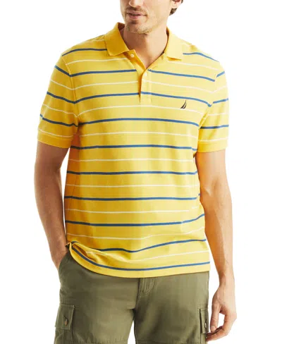 Nautica Men's Striped Classic-fit Deck Polo Shirt In Daffodil