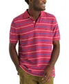 Nautica Mens Classic Fit Striped Deck Polo In Deep Fuschia