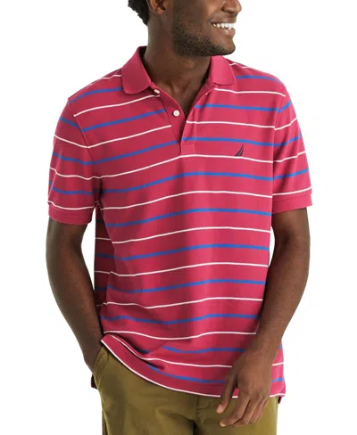 Nautica Men's Striped Classic-fit Deck Polo Shirt In Deep Fuschia