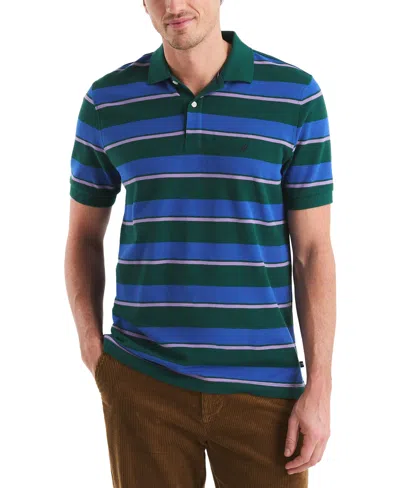 Nautica Men's Striped Classic-fit Deck Polo Shirt In Deep Spruce