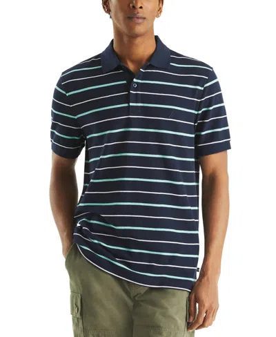 Nautica Men's Striped Classic-fit Deck Polo Shirt In Navy Seas