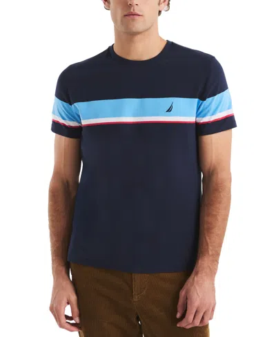 Nautica Men's Striped Cotton-blend Classic-fit T-shirt In Navy Seas
